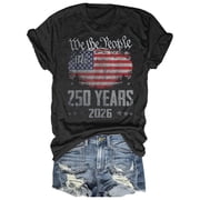 250th Anniversary Patriotic Shirts Women American Flag Shirt 4th of July Tee Tops Round Neck Short Sleeve Summer T-Shirt Medium