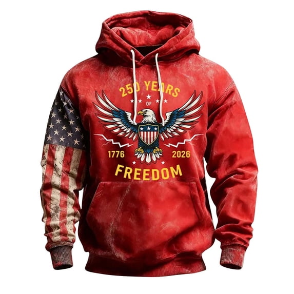 250th Anniversary Patriotic USA 1776-2026 Sweatshirt, Mens Tactical Hoodies Pullover Vintage American Flag Print Hoodie with Pocket