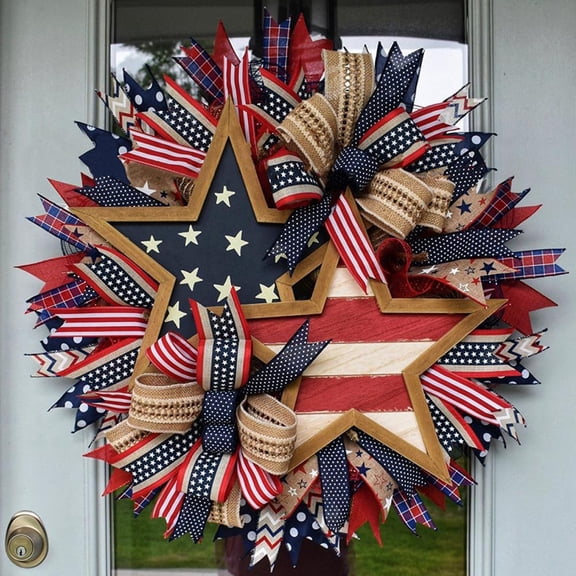 250th Anniversary Patriotic Wreath, 2026 New 4th of July Wreath for Front Door, Red White and Blue Wreaths, Handmade Eagle Wreaths Memorial Day Home Decoration for Indoor and Outdoor