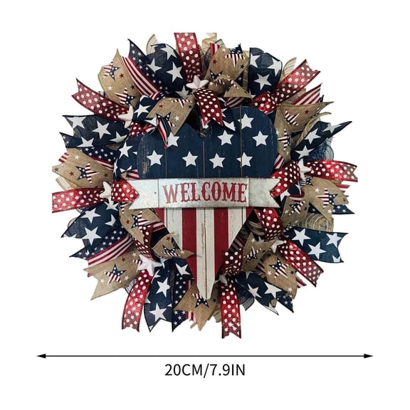 250th Anniversary Patriotic Wreath - 4th of July Wreaths for Front Door 8", Independence Day Memorial Day Patriotic Decorations (A)