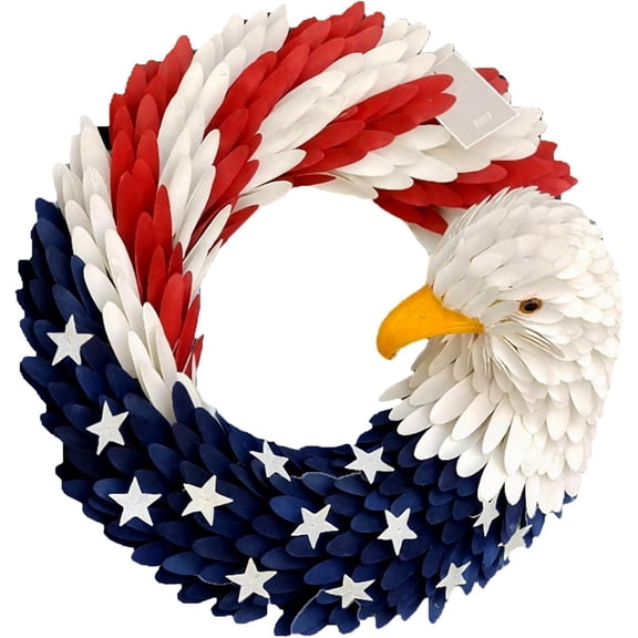 250th Anniversary Patriotic Wreath, Memorial Wreaths 3D Eagle Wreaths for Front Door, Red White and Blue Wreath All-Weather Farmhouse Outdoor Holiday Decoration