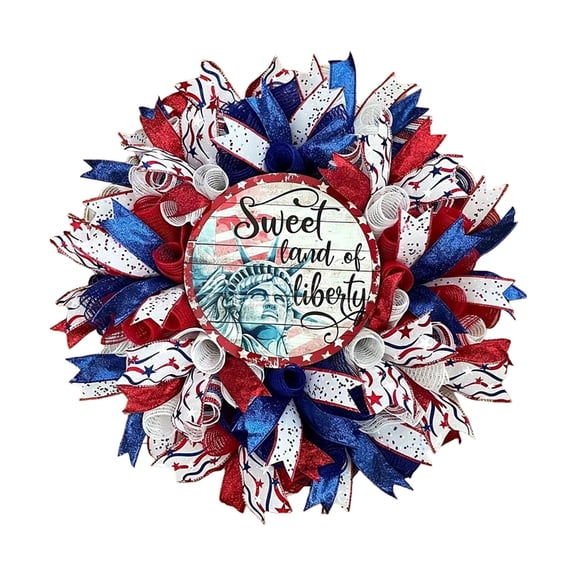 250th Anniversary Patriotic Wreath - Red White and Blue Wreath for Front Door, Memorial Day July 4th Farmhouse Holiday Decor for Indoor and Outdoor Display