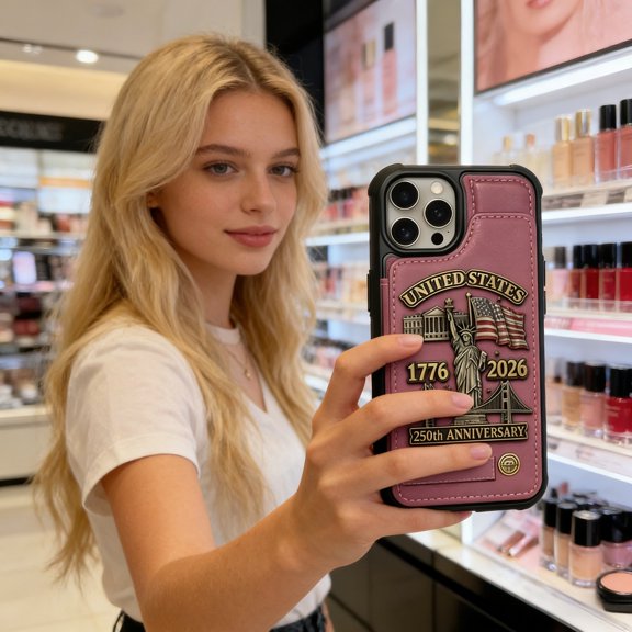 250th Anniversary - Personalized Wallet Phone Case, Custom Name USA Patriotic PU Leather Flip Wallet Case with Card Slots, 1776–2026 America Independence Day Gift