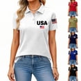 thumbnail image 1 of 250th Anniversary Polo Shirt for Women 1776-2026 - Patriotic USA Flag Graphic Short Sleeve Collared Top - Casual Button-Up Tee with Side Slits for Independence Day Black XXXL, 1 of 5