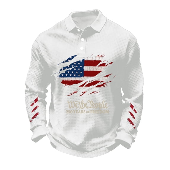 250th Anniversary Printed Men's Shirts Casual 250 Years Of Freedom T Shirt American Flag Patriotic Eagle Shirt