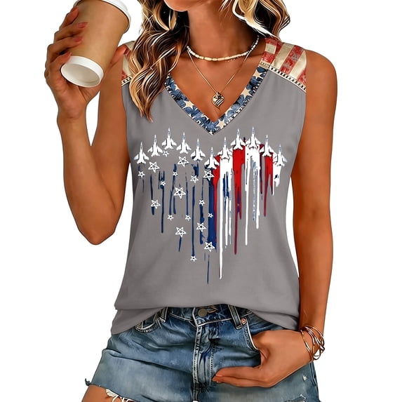 250th Anniversary Printed Women Shirts Casual 250 Years Of Freedom T Shirt Sleeveless Tshirts Patriotic Tops
