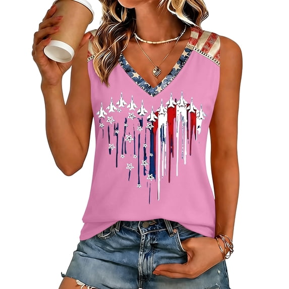 250th Anniversary Printed Women Shirts Casual 250 Years Of Freedom T Shirt Sleeveless Tshirts Patriotic Tops