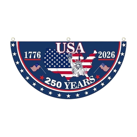 250th Anniversary Semicircular Commemorative Banner Polyester Pennant Decor for Parades Town Events Historic Celebrations