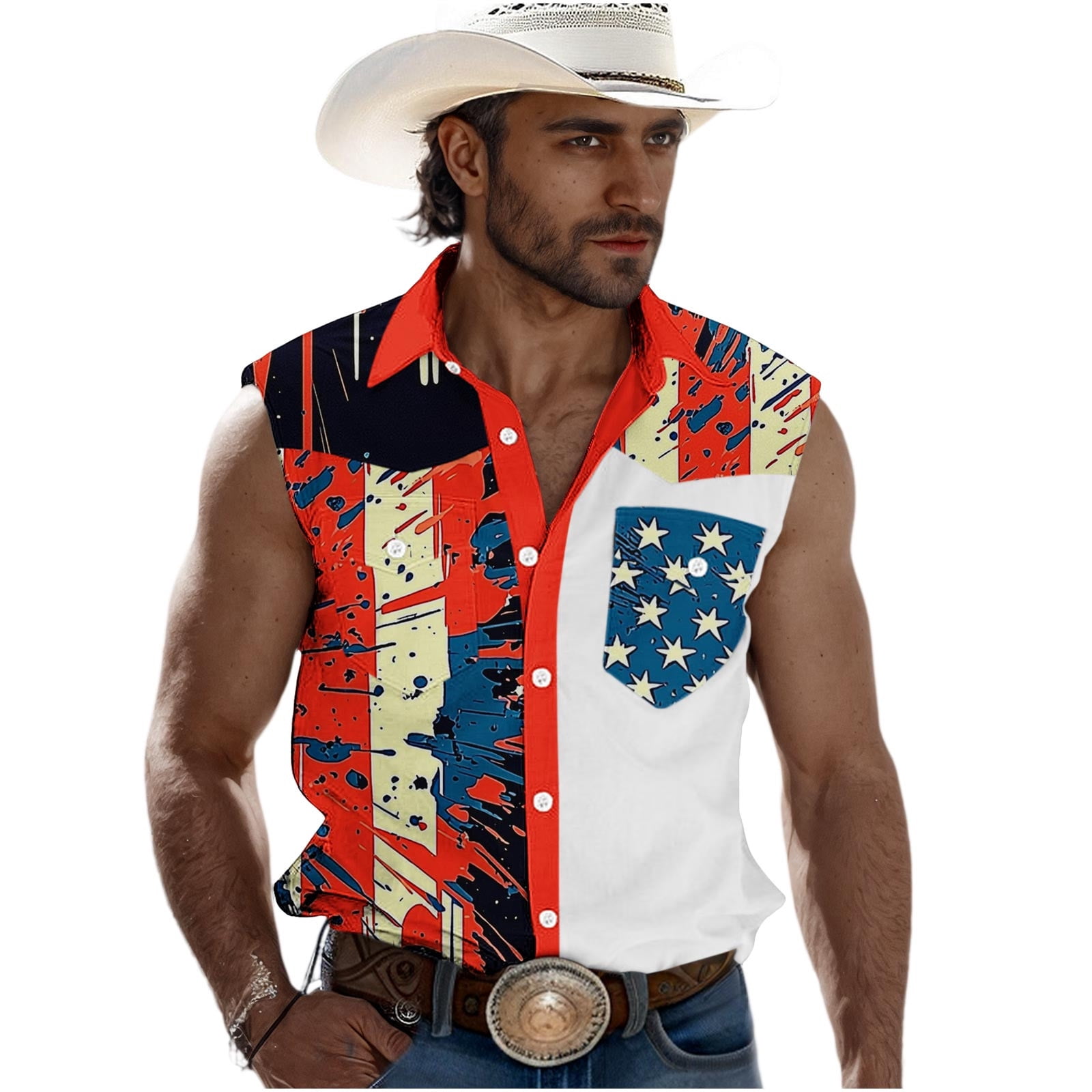 250th Anniversary Shirts For Men Lapel Button Down Sleeveless 4th July ...