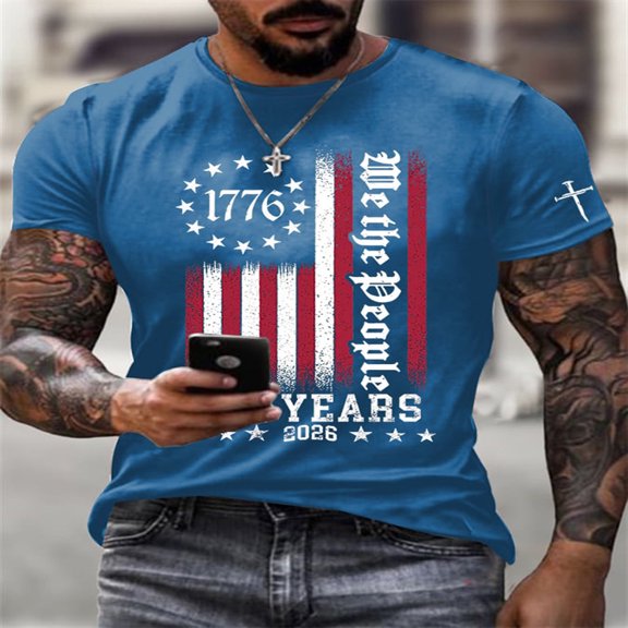 250th Anniversary Shirts for Men American Flag T-Shirt 4th of July Shirt 250 Years Birthday Patriotic Tops