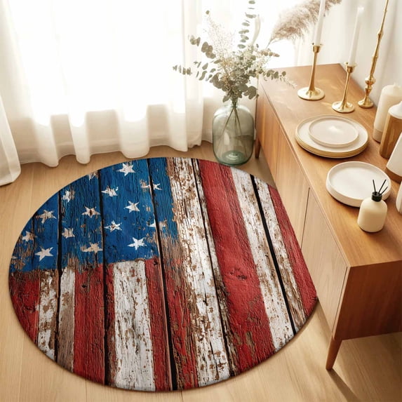 250th Anniversary Stripes and Stars Round Area Rug 3ft,Living Room Rug ...