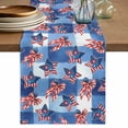 thumbnail image 1 of 250th Anniversary Table Runner 90 Inches, 4th of July Blue Red Stars Bow Plaid Bed Runner Dresser Scarves Tabletop for Indoor Outdoor Parties/Ceremony/Banquet, 13" x 90", 1 of 9