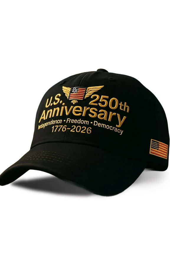 250th Anniversary Tribute Cap, AdjUStable Retro Patriotic Hat, U.S.Flag Design, Army Heritage Edition, Made in U.S, Celebrate America 250 with Historic Baseball Style, Black