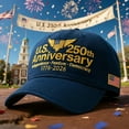 thumbnail image 1 of 250th Anniversary Tribute Cap, Adjustable Retro Patriotic Hat with Flag Detail, Army Edition, Made in U.S., Celebrate U.S. 250 Years with Honor, Navy, 1 of 7