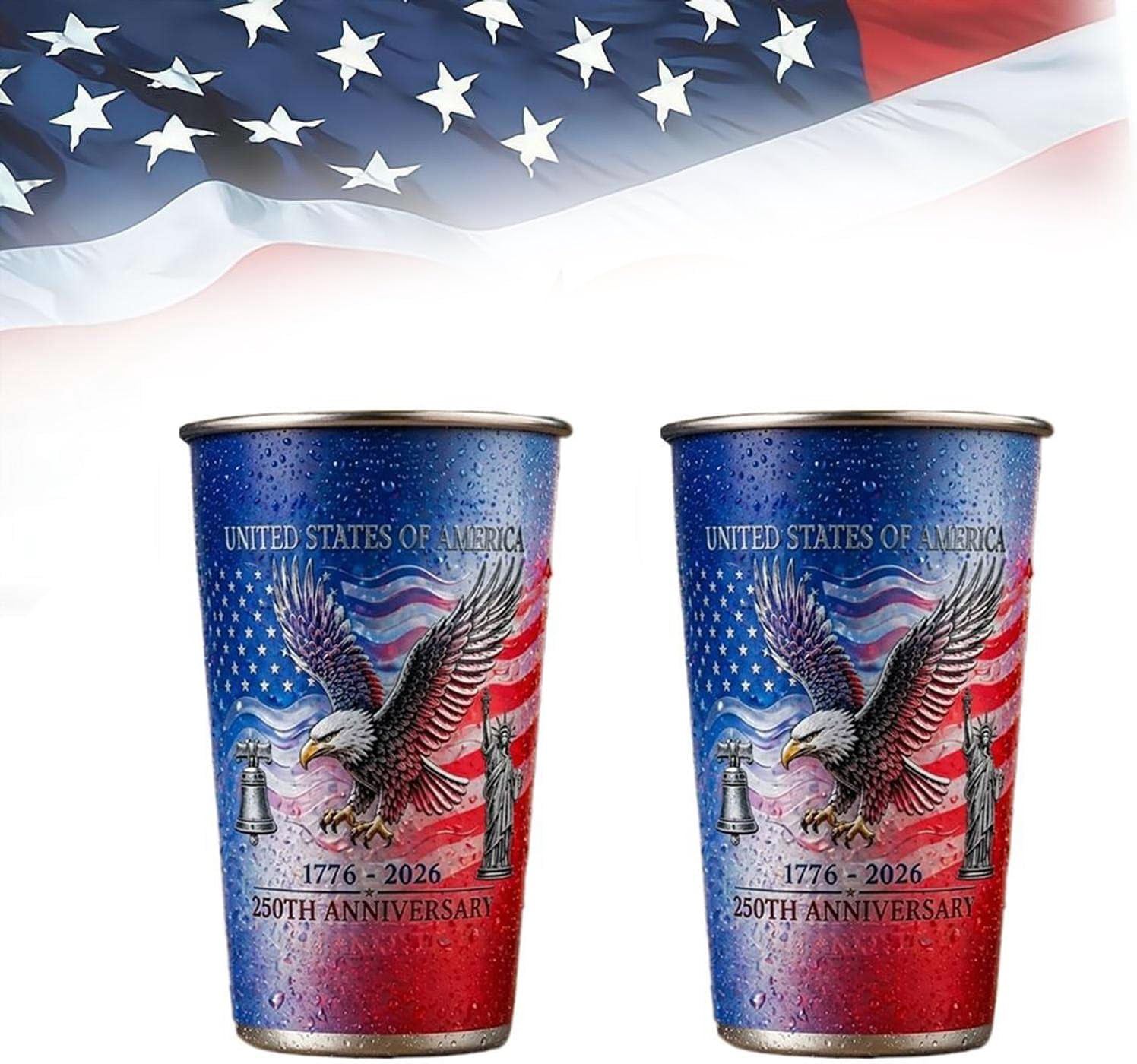 250th Anniversary Tumbler,17 OZ Temperature Color-Changing Stainless Steel Whiskey Cup,Independence Day Commemoration Mug Gift for Veteran Dad Husband Birthdays & Father's Day