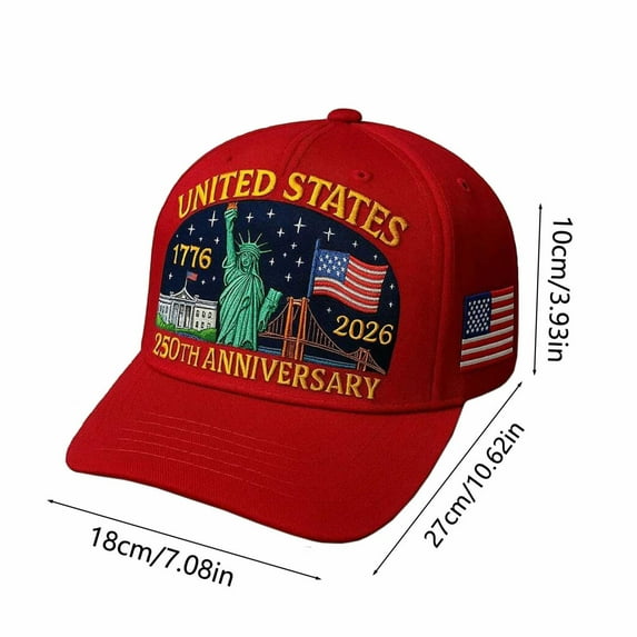250th Anniversary U.S. Baseball Cap, Adjustable Retro Patriotic Hat, Celebrate America’s 1776–2026 Independence Day, National Holidays and Historic Pride