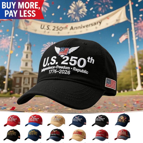 250th Anniversary U.S. Patriotic Hat, Embroidered Retro Washed Baseball Cap, Adjustable Tribute Style, Celebrate 1776–2026 with Freedom and Unity