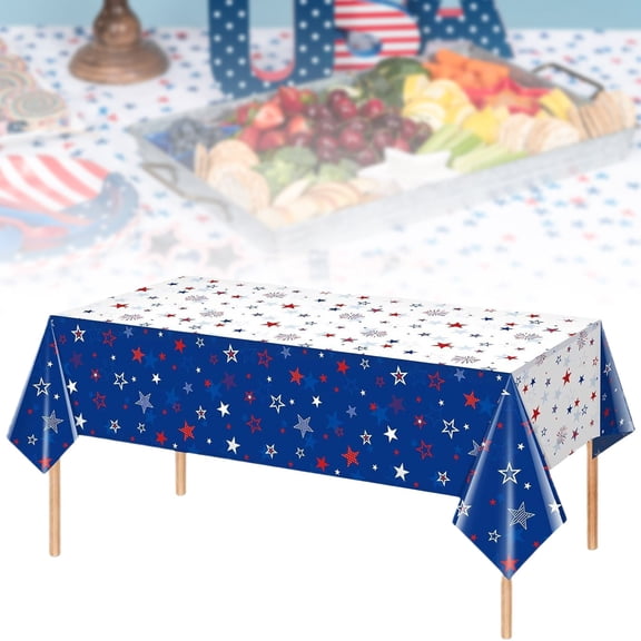 250th Anniversary USA 1 Pack 4th of July Tablecloth,54" x 108" Disposable Plastic Tablecloths,Patriotic Tablecloth Decorations for 4th of July Independence Day,Memorial Day,Veterans