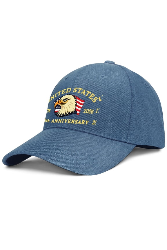 250th Anniversary USA 1776-2026 Patriotic Eagle Liberty Cross Printed Pattern Structured 6-Panel Baseball Cap Adjustable Snapback for Men Women