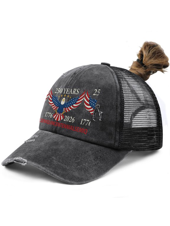 250th Anniversary USA 1776-2026 Patriotic Fireworks Eagle Pattern Baseball Cap Breathable Eyelets Hat