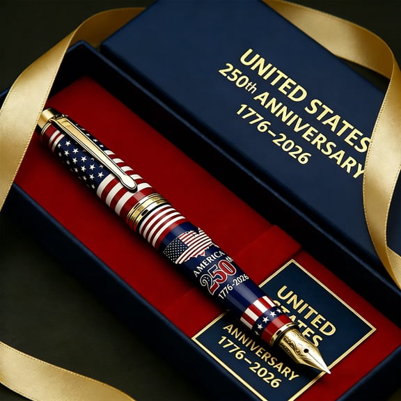 250th Anniversary of USA 1776-2026 Patriotic Themed Pen, Premium Collectible Pen with Matching Gift Box, for Daily Writing, Gifting & Commemorative Collection