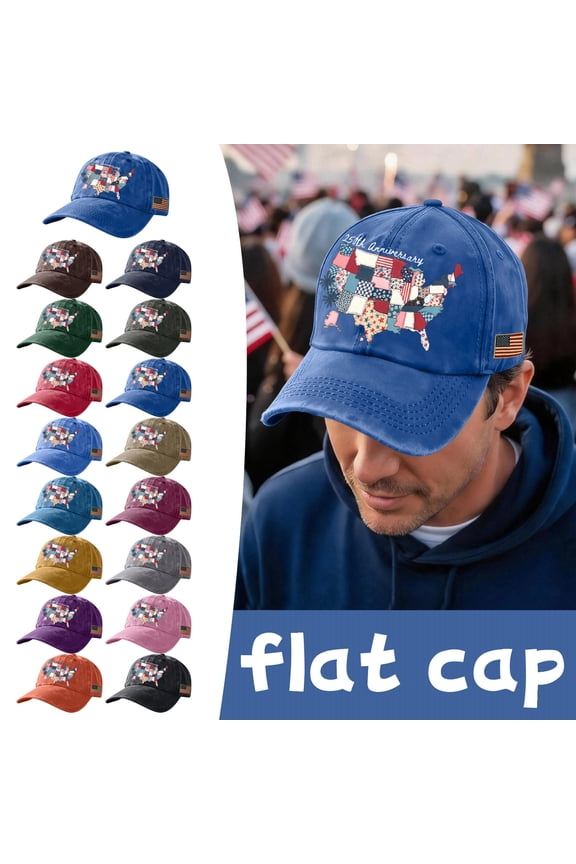 250th Anniversary USA Adjustable Hat Independence Day American Flag Cap Distressed Washed Casual Cap 1776-2026 Patriotic Tribute Hat,Camouflage Green