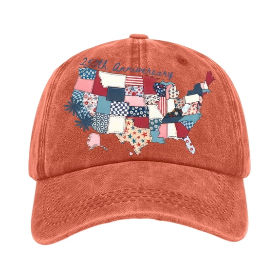 250th Anniversary USA Adjustable Hat Independence Day American Flag Cap Distressed Washed Casual Cap 1776-2026 Patriotic Tribute Hat,Saffron