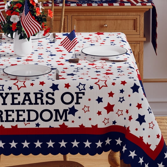 250th Anniversary USA America Tablecloth, 4th of July Independence Day Tablecloth, Memorial Patriotic Home Decor, 60 x 60 inch, Polyester
