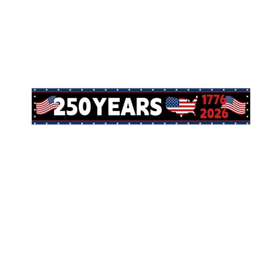 250th Anniversary USA Banner 1776–2026 Patriotic Birthday Banner USA Independence Day Decoration 118x20in