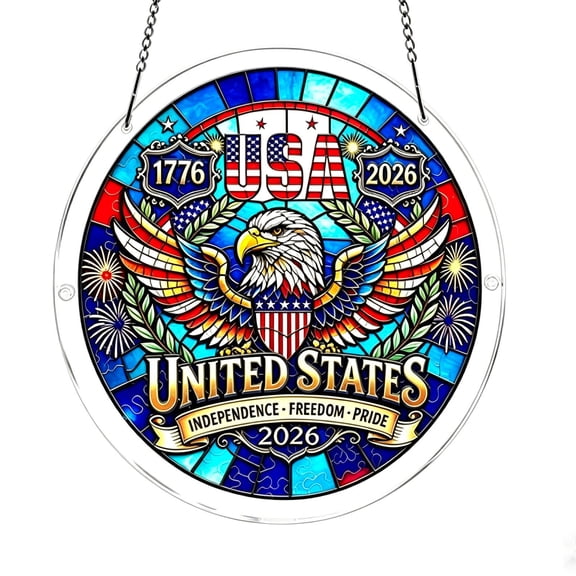 250th Anniversary USA Eagle Suncatcher Decoration 1776-2026 Red White Blue Acrylic Window Hanging Ornament Patriotic Decor for Independence Day