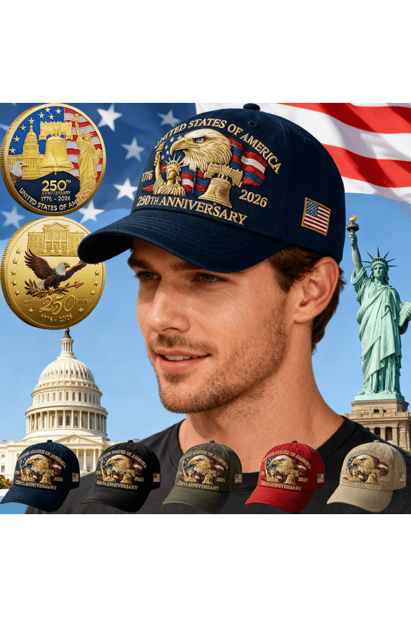 250th Anniversary USA Embroidered Baseball Cap, Adjustable Retro Washed Patriotic Hat, Commemorative Tribute Cap for Adults, Blue