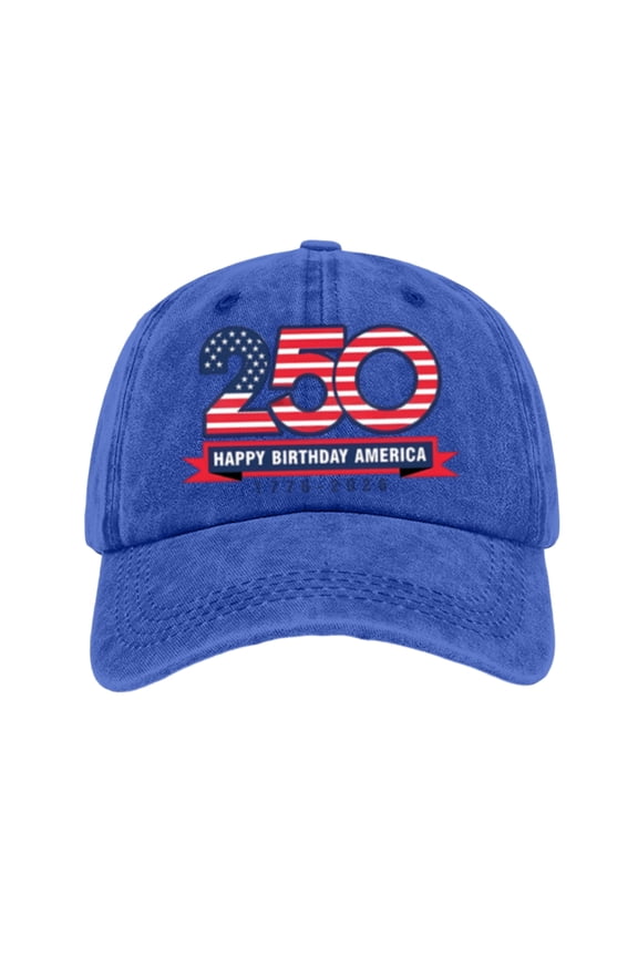 250th Anniversary USA Embroidered Hat Adjustable Washed Casual Baseball Cap Patriotic Heritage Tribute Gift for Men Women Veterans,Blue