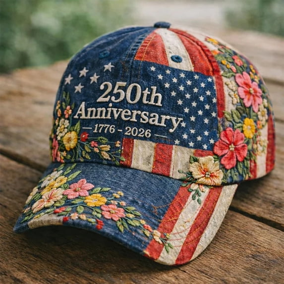 250th Anniversary USA Embroidered Hat Adjustable Washed Casual Baseball Cap Patriotic Heritage Tribute Gift for Men Women Veterans,C