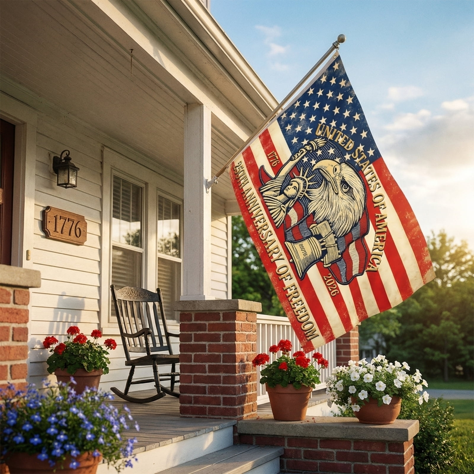 250th Anniversary USA Flag 3x5 Ft, 1776-2026 United States Patriotic Flags Banner with Eagle and Liberty Bell, Durable Outdoor Decoration for Independence Day, Memorial Day, Fourth of July Party