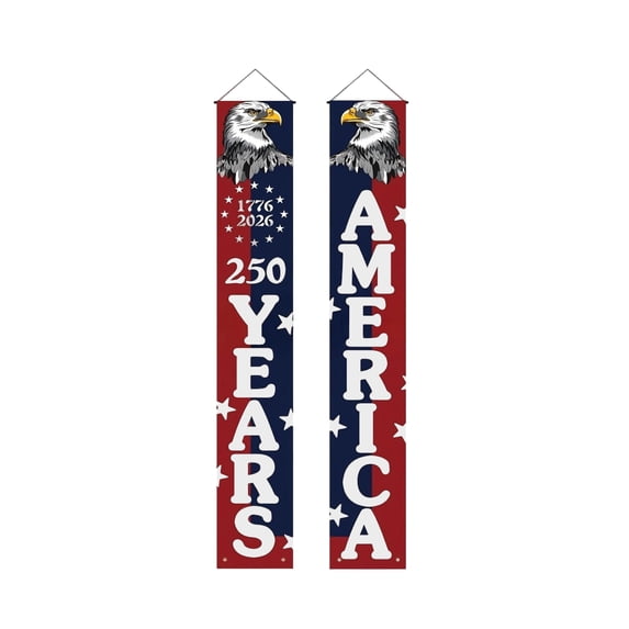 250th Anniversary USA Flag Patriotic Hanging Banner Set America Independence Day Porch Decor Vertical Flags 71x12in