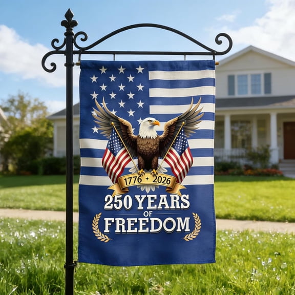 250th Anniversary USA Garden Flag, Double-Sided Patriotic Eagle Design with American Flags, Commemorative 1776-2026 Banner, 12 x 18 Inch