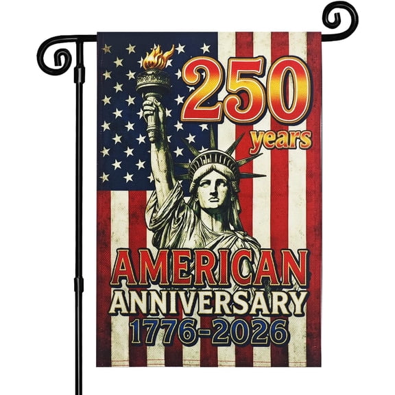 250th Anniversary USA Garden Flag for Outside, Double-sided Patriotic Banner with 1776-2026 250 Years of American Freedom Design for Independence Day, July 4th Decor (Statue of Liberty, 12 x 18 Inch)
