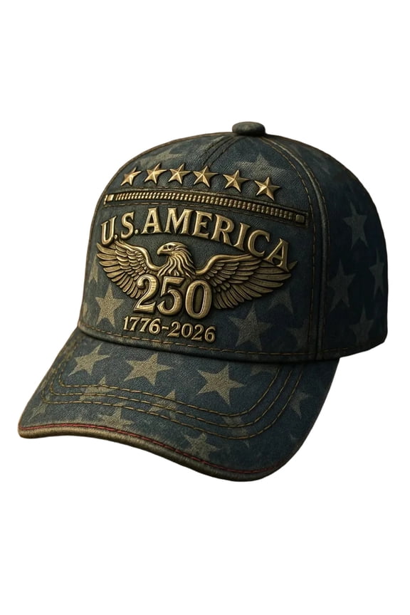 250th Anniversary USA Hat 1776-2026 Denim Baseball Cap, Adjustable Patriotic Eagle Embroidered Cotton Hat for Independence Day Celebration