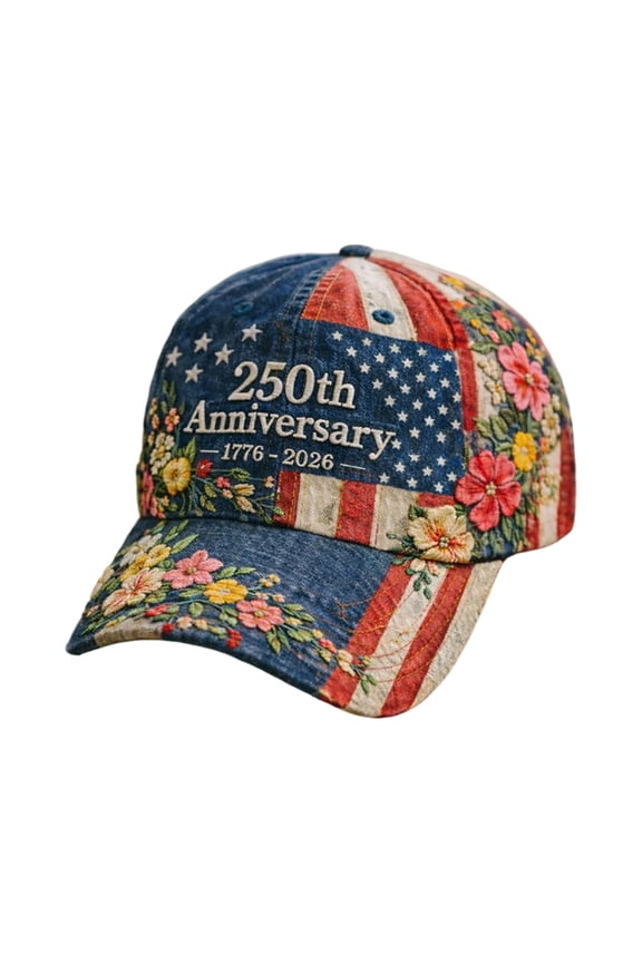 250th Anniversary USA Hat 1776–2026 Denim Baseball Cap Embroidered Flag Patch Vintage-Style Casual Cap,C