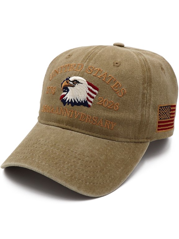 250th Anniversary USA Hat,1776-2026 Patriot Baseball Cap Adjustable Classic Retro Embroidered Eagle Hat for Men Women Gifts