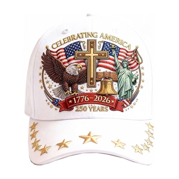 250th Anniversary USA Hat 1776-2026 Patriotic Baseball Cap, Embroidered Eagle & Liberty Bell Commemorative Hat for Independence Day Holiday Celebration
