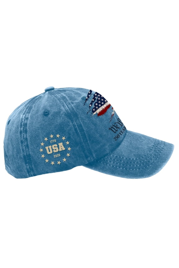 250th Anniversary USA Hat 250 Year American Anniversary Baseball Cap Adjustable Patriotic Hats,Light Blue