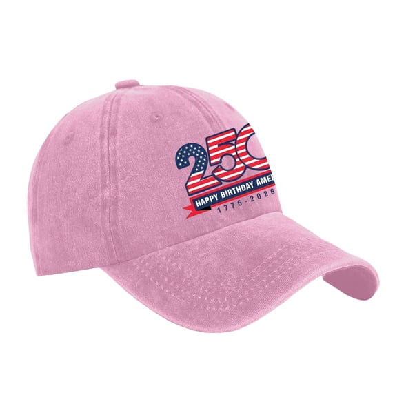 250th Anniversary USA Hat Adjustable Embroidered Cap 1776-2026 American Commemorative Headwear Unisex,Pink