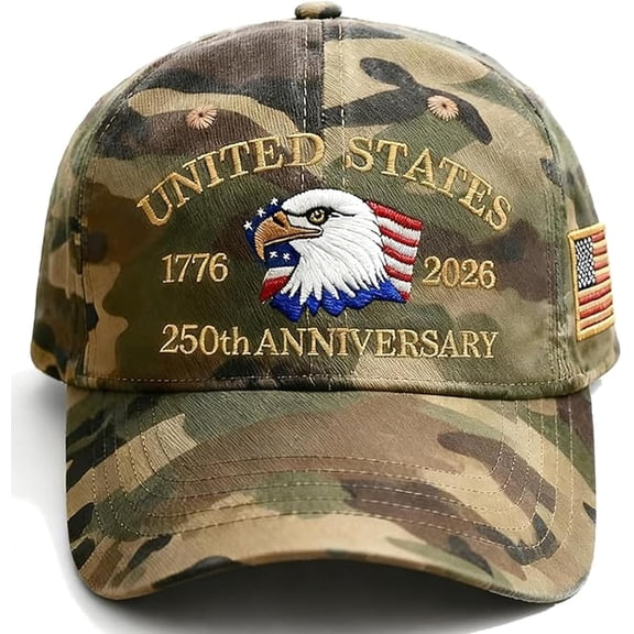 250th Anniversary USA Hat Adjustable Embroidered 250th Anniversary Patriotic Retro Washed Hat Baseball Caps,camo