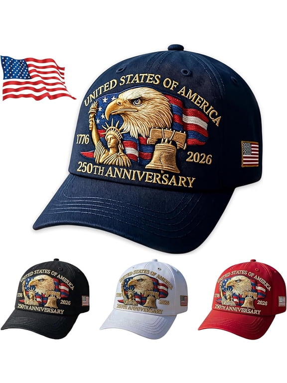 250th Anniversary USA Hat - Adjustable United States 250th Anniversary Hat Retro Embroidered Baseball Cap for Men Women