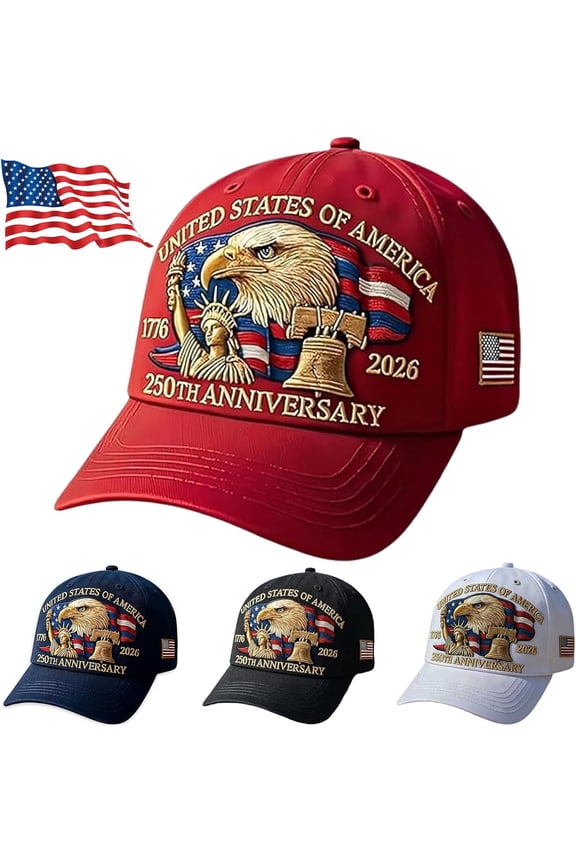 250th Anniversary USA Hat - Adjustable United States 250th Anniversary Hat Retro Embroidered Baseball Cap