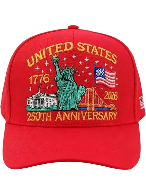 250th Anniversary USA Hat - Bald Eagle Embroidery Patriotic Baseball Cap, Eagle & Liberty 250 Year American Anniversary Hat