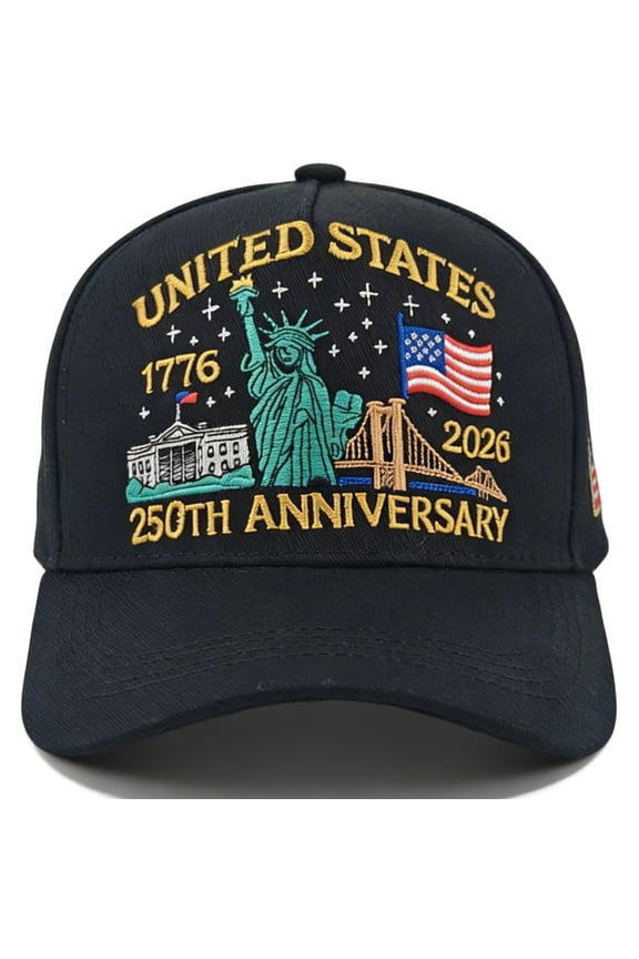 250th Anniversary USA Hat - Bald Eagle Embroidery Patriotic Baseball Cap, Eagle & Liberty 250 Year American Anniversary Hat