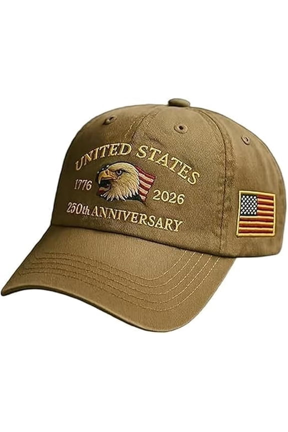 250th Anniversary USA Hat - Bald Eagle Embroidery Patriotic Baseball Cap, Eagle & Liberty 250 Year American Anniversary Hat