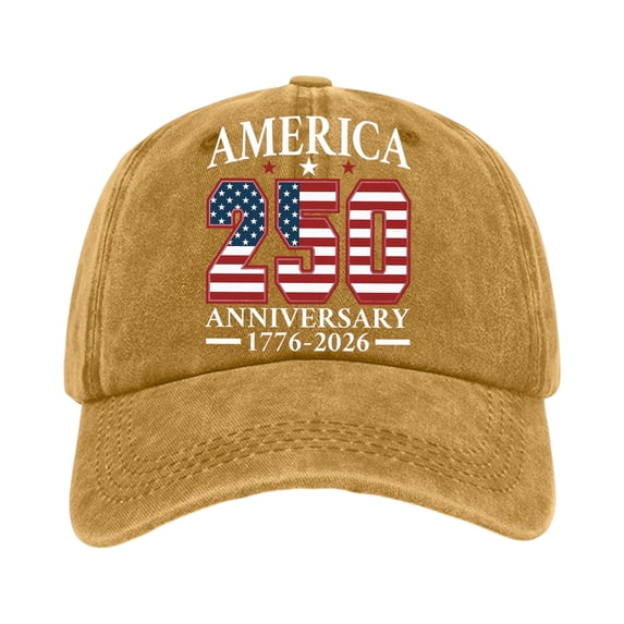 250th Anniversary USA Hat Bald Embroidery Patriotic Baseball Cap Liberty 250 Year American Anniversary Hat,Yellow